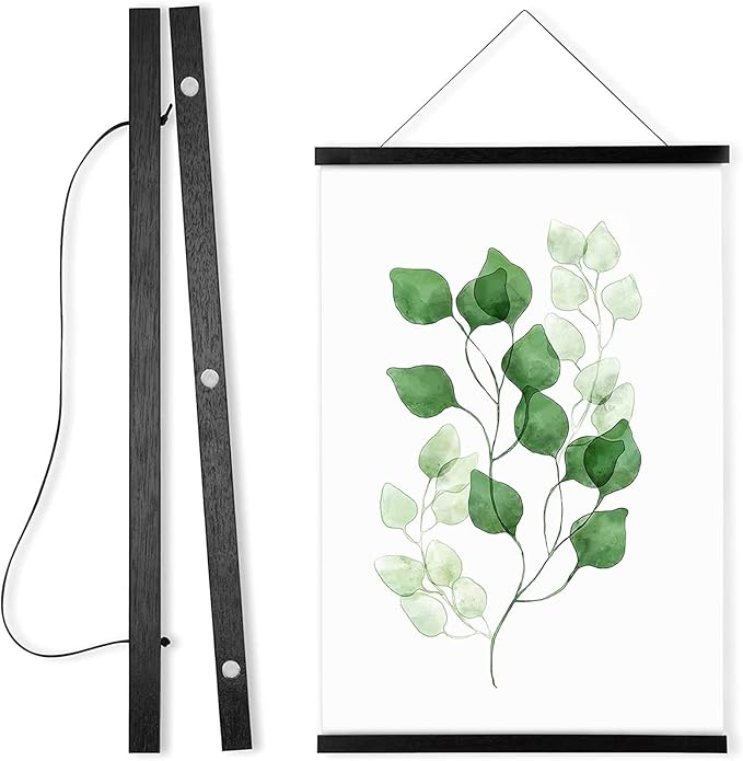 WITCOLOR Magnetic Poster Hanger Frame, Black Magnet Poster Frames 9x11 9x27 9x12 9x13 Poster Holder for Kids Paintings, Photos, Maps, Scrolls, Picture, Canvas Works and Christmas Prints