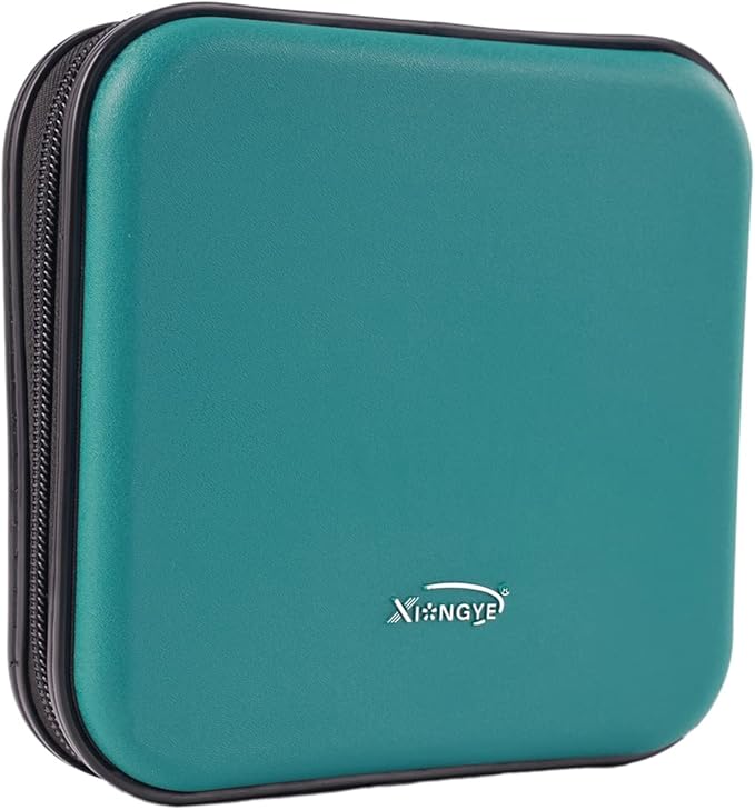CD DVD Wallet, 32 Capacity Heavy Duty, DVD CD Case Holder for Car,Portable DVD/VCD Storage Disk, Hard Shell Sturdy case, Car CD Disk Holder,Booklet, Blu-ray Wallet (32 Capacity,Darkgreen)