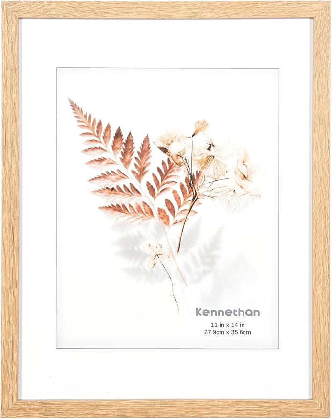 kennethan 11x14 Picture Frame Oak Set of 3, Wooden Poster Frame for Wall Mounting Display for Home, Office,Gallery,Holiday with Photos, Posters, Puzzles