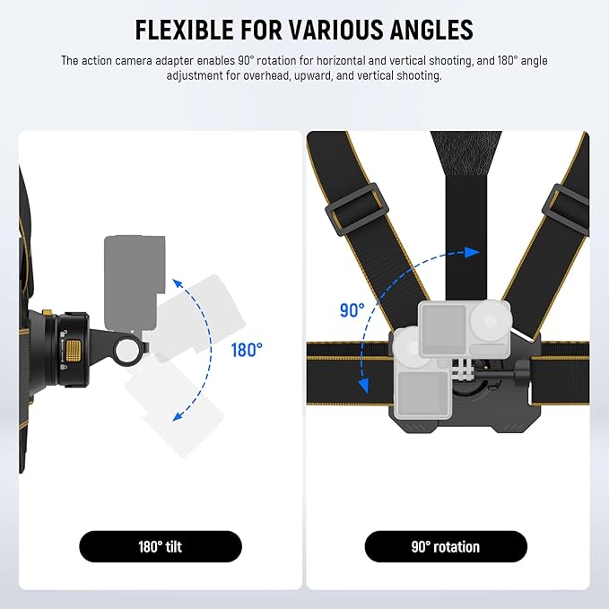 NEEWER Chest Mount Harness for Action Camera,Adjustable Hand Free Chest Strap Compatible with GoPro Hero DJI Osmo Insta360,Magnetic Release Action Camera Chest Mount for Point of View Video Vlog,GP25