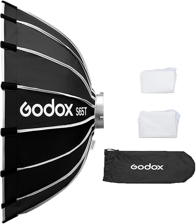 Godox S65T 65cm/25.6in Quick Release Umbrella Softbox Professional Foldable Softbox with Standard Bowen Mount & Diffusers for Photography Studio