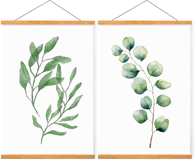 WITCOLOR Magnetic Poster Hanger Frame, 14 Inch Wide Teak Wood Magnet Poster Frame for Posters, Prints, Photos, Pictures, Maps, Scrolls, and Canvas Artwork (2 Pack)