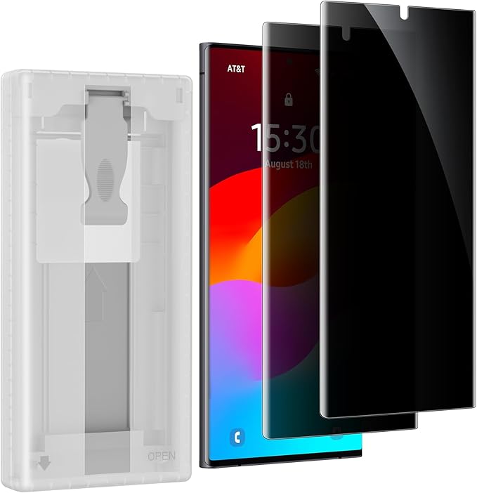 posidentists for Samsung Galaxy S23 Ultra Privacy Screen Protector,2 Pack PET Film [Not Glass],25° Anti-Spy S22 Ultra Screen Protector,Auto Dust-Elimination Installation, Bubble Free,Case Friendly