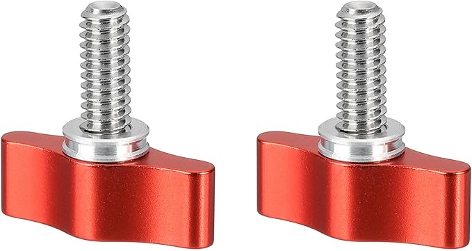 PATIKIL Clamping Screw Knob 1/4" x 1.14", 2Pcs Stainless Steel t Shaped Camera Thumb Screws for DSLR Flash Bracket Photography Light Stand Adapter Action Sports Camera Mounting System, Red