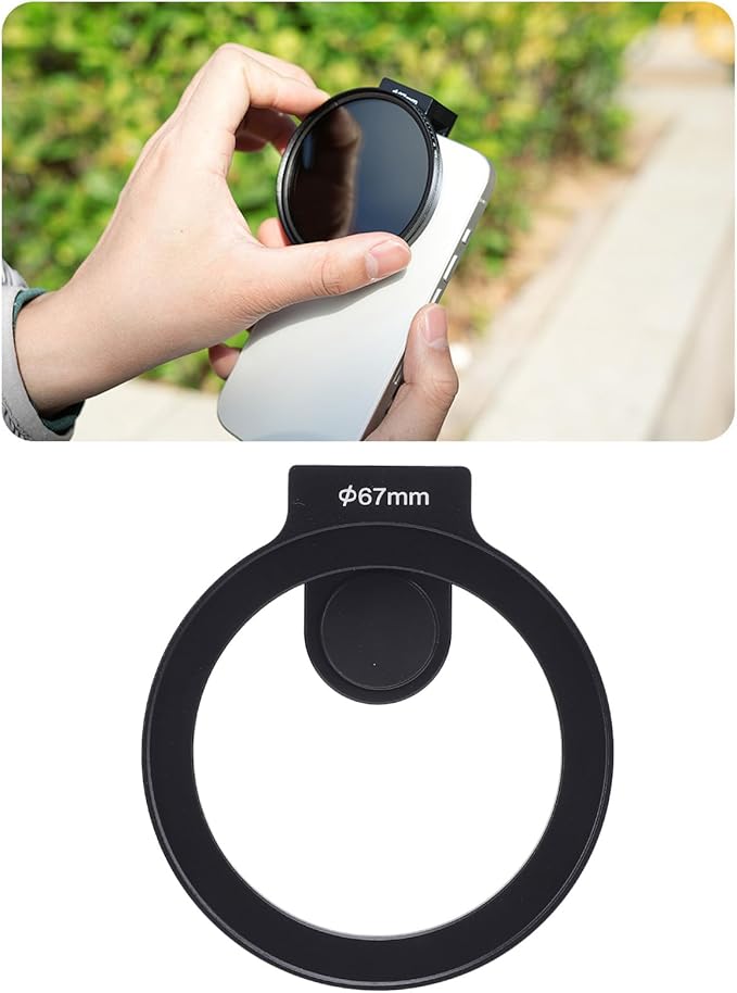 67mm Phone Filter Mount, Threaded Lens Filter Clip Phone Lens Filter Ring with Cold Shoe Mount, 67mm Phone Lens Filter Adapter Mount for ND CPL Star Filters, Phone Lens Filter Ring