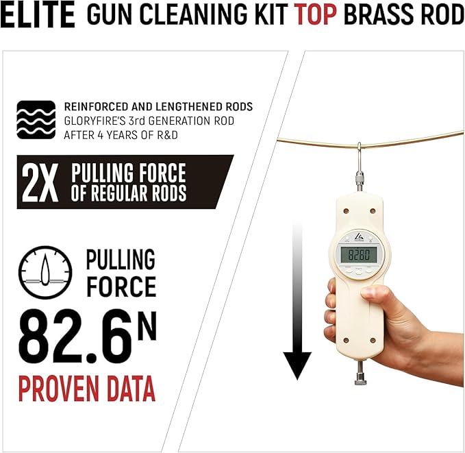 GLORYFIRE Gun Cleaning Kit Universal for Guns, Gun Brushes for Pistol, Handgun, Shotgun, Elite Brass Rods and Wire Rope, Hunting Gear Gun Accessories for Men