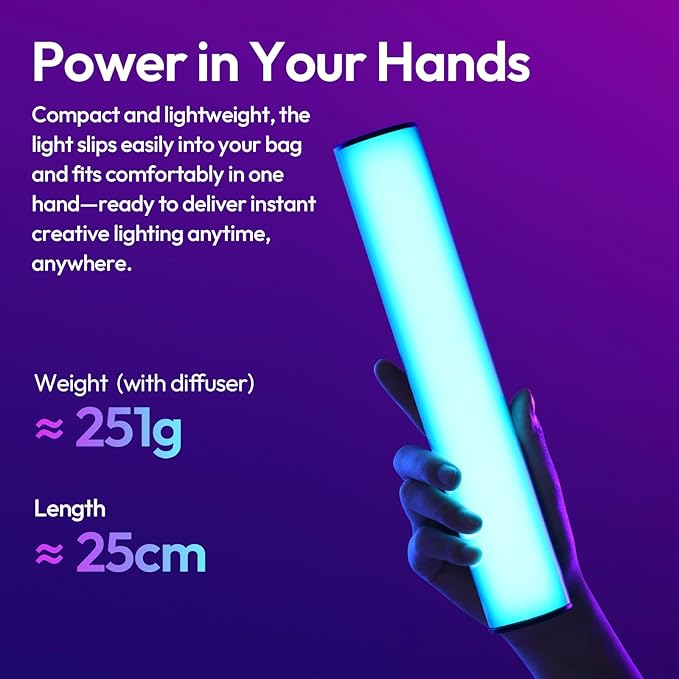 ULANZI B15RGB Magnetic RGB Light Wand - Handheld LED Video Light Stick with Diffuser, 3300mAh 1800-9000K 20 Effect Dimmable Camera Tube Light for Video Recording Studio Photography TikTok YouTube Vlog