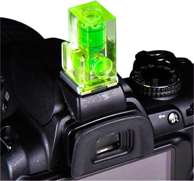 Foto&Tech Hot Shoe Spirit Bubble Level Compatible with Canon Nikon Panasonic Fujifilm Olympus Pentax Sigma DSLR/SLR/Evil/Film Camera (Two Axis)