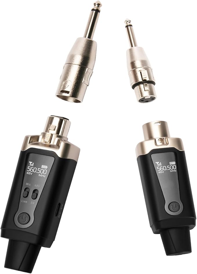STRICH M2 UHF Wireless Microphone System XLR Mic Adapter 16 Channels, Transmitter and Receiver for Dynamic Microphone, Supports 9-24V Phantom Power Supply, Compatible with Audio Mixer PA Speaker