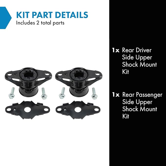 TRQ Rear Upper Shock Mount Kit Compatible with 2011-2018 Dodge Durango Jeep Grand Cherokee