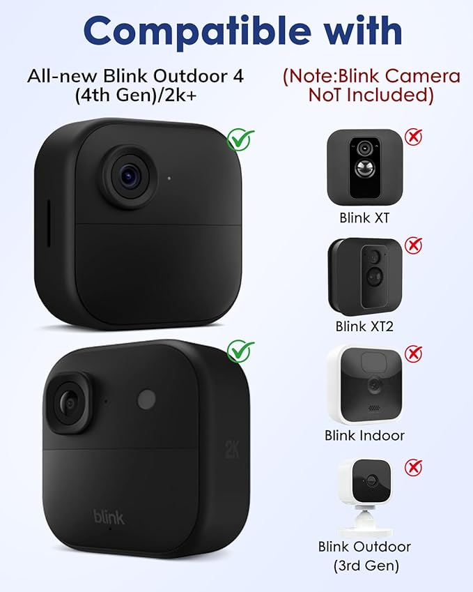Silicone Case Cover for Blink Outdoor 4/Blink Outdoor 2K+, Weatherproof Silicone Cover Skin Provides Full Camera Protection, for All-New Blink Outdoor 4 Home Security Camera (Black)