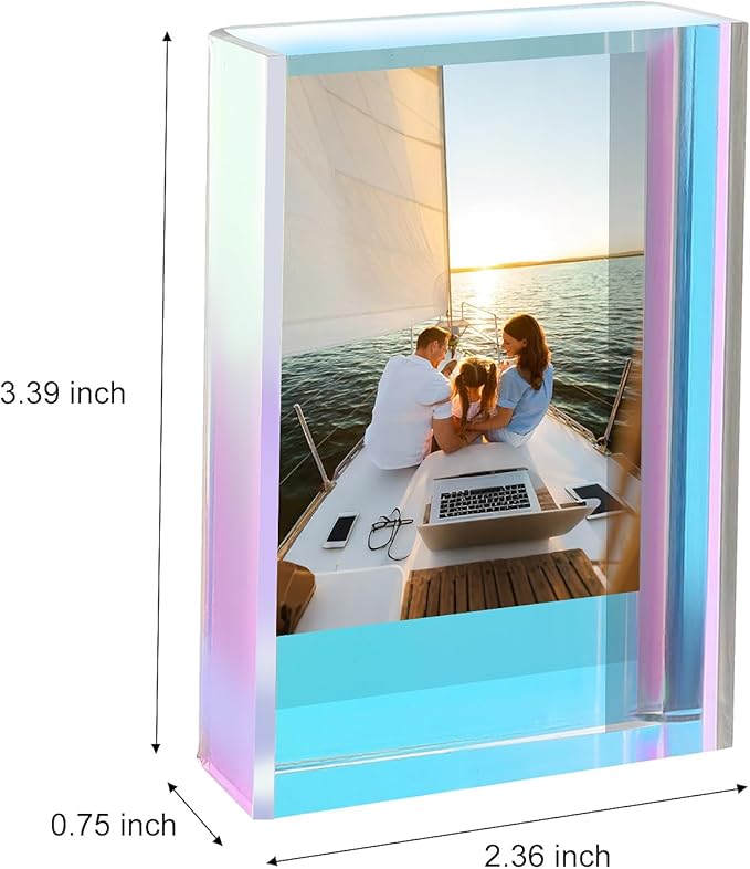 Bolidery Polaroid Picture Frame 2x3, Freestanding Sliding Iridescent Acrylic Picture Frames, Instax Mini Film Photo Frames for Desktop Tabletop- 3 Pack
