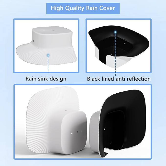 Camera Corner Mount and Rain Cover Compatible with Eufy Security Solocam S340, Stainless Steel Wall Bracket Achieve a Wider View Range 270°, Sun Rain Shade Weatherproof Anti Glare Cover for Outdoor
