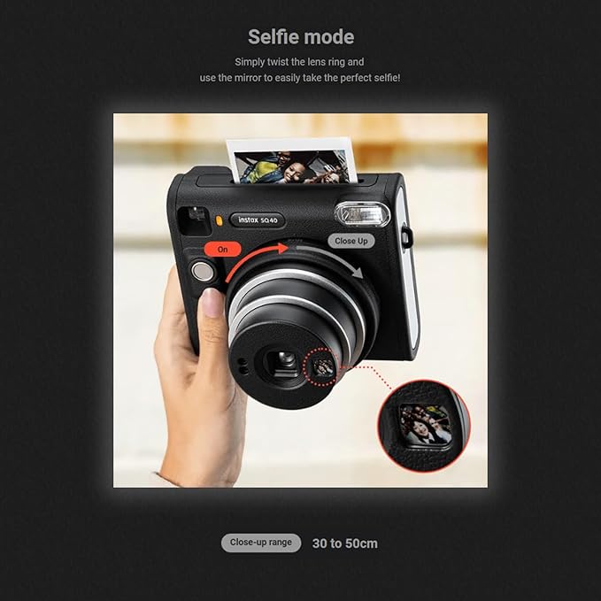Fujifilm Instax Square SQ40 Instant Camera Black + 20 Instax Film Prints + More