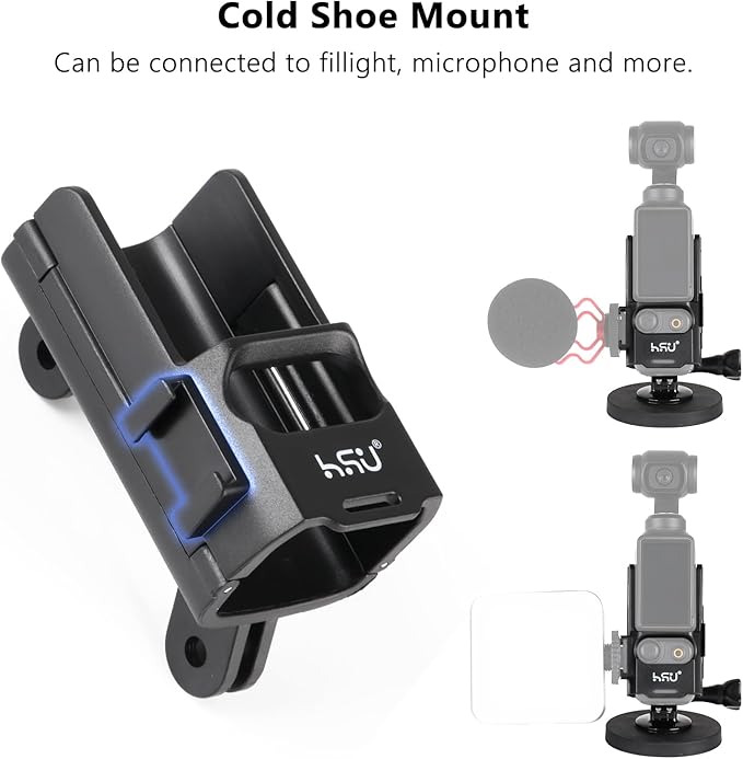 HSU Magnetic Expansion Adapter Mount Compatible with DJI Osmo Pocket 3, Magnet Extended Mounting Bracket Frame with Cold Shoe, Osmo Pocket 3 Quick-Release