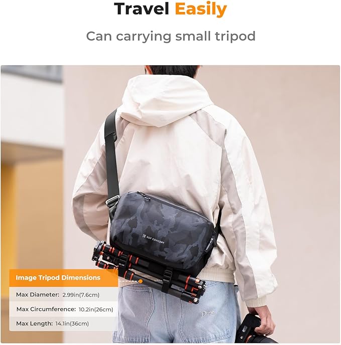 K&F Concept 2 in 1 Sling Bag Everyday Shoulder Bag & Multifunction Photography Crossbody Camera DSLR Backpack Portable Bag