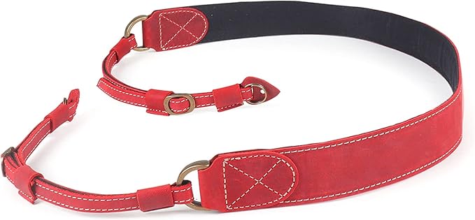 MegaGear SLR, DSLR Sierra Series Genuine Leather Camera Shoulder or Neck Strap,Red