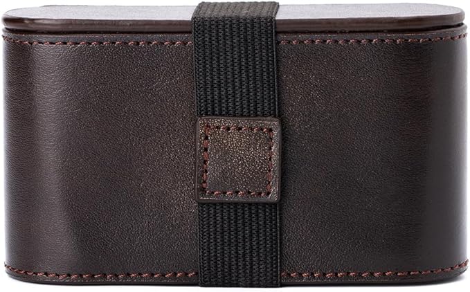 35mm 135 Film Container Storage Box Leather Camera film protection box Storage Carrying Case Bag (Bronze-case)