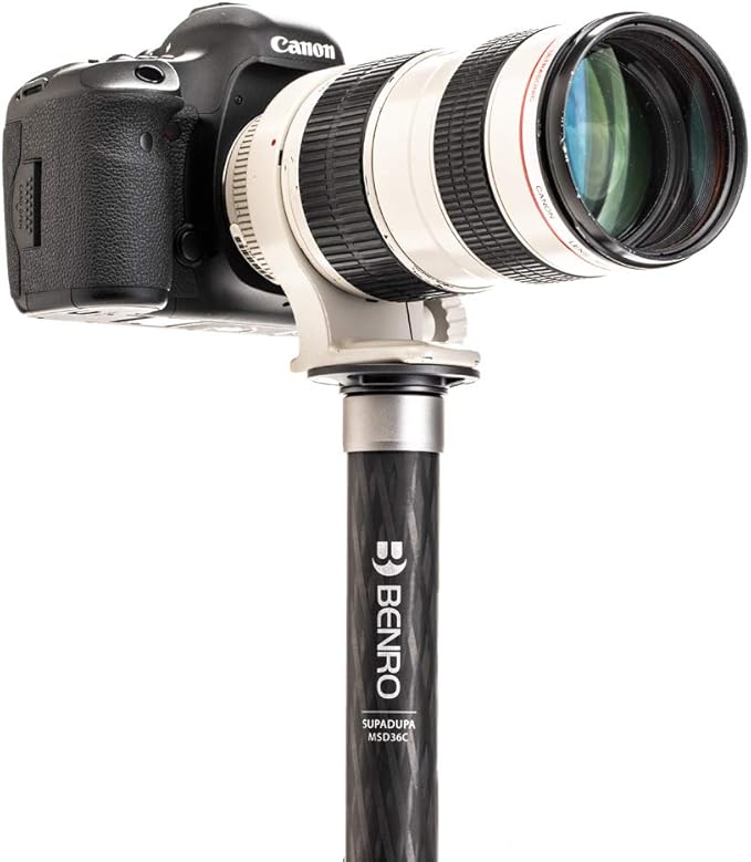 Benro Carbon Fiber Monopod – 6-Section Lightweight Travel Monopod with Twist Locks, Folding Base, 360° Swivel, and High Load Capacity for DSLR, Mirrorless & Video Cameras (MSD36C)
