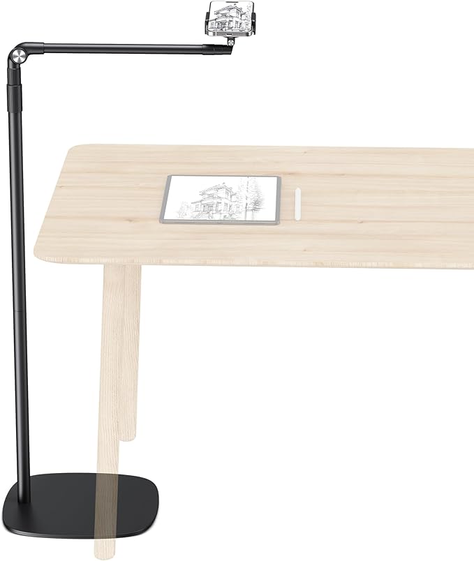 elitehood Floor Phone Stand Overhead Video Recording, 360 Degrees Swivel Tilt Adjustable iPhone Stand for Bed, Chair, Desk, Floor Phone Holder Compatible with iPhone 15, 14, 13, 12, Android Phone