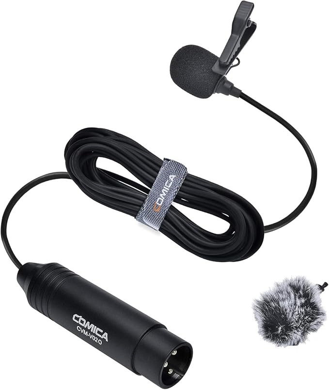 comica XLR Lavalier Condenser Microphone,CVM-V02O Omnidirectional Lapel Lavalier Microphone,Clip on Mic Interview Kit for Recorder Mixer camcorders Zoom H4n H5 H6 Tascam DR 40 DR100 (5.9f,1 Pack)