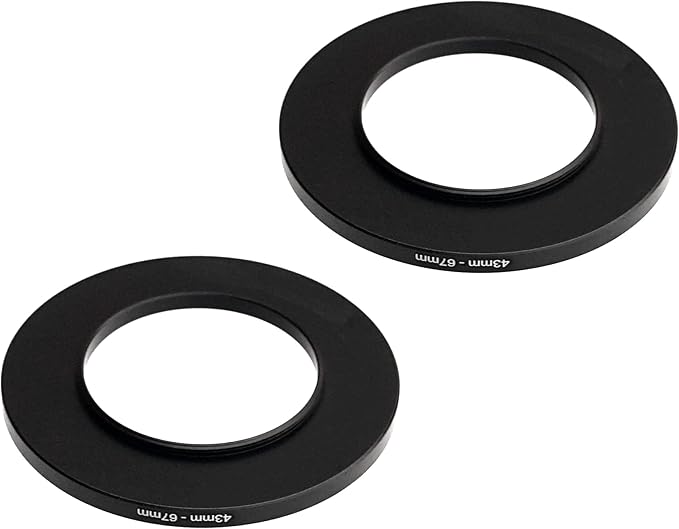 (2 Pcs) 43-67MM Step Up Ring Adapter, 43mm to 67mm Filter Ring, 43 mm Male 67 mm Female Stepping Up Ring for DSLR Camera Lens and ND UV CPL Infrared Filters
