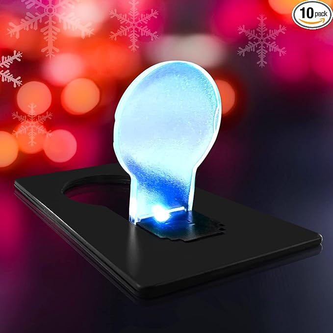 Credit Card Lights, Mini Portable Led Pocket Lamps Light Foldable Wallet Purse Lamps for Christmas Gift Party Favors, 10 pcs Black Card White Color Light