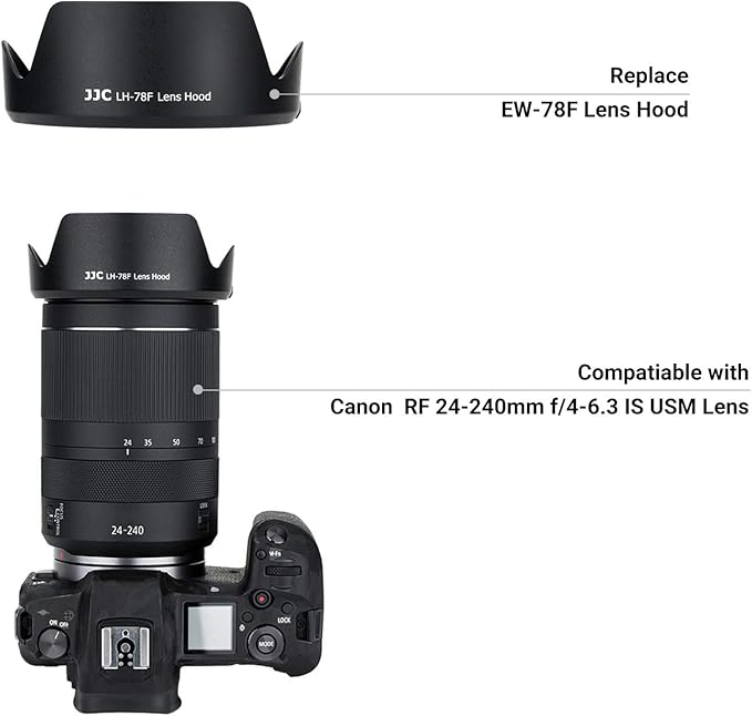 JJC EW-78F Lens Hood Reversible Lens Shade Cover for Canon RF 24-240mm F4-6.3 is USM Lens Replace EW-78F Lens Hood, Compatible with 72mm Filter and Lens Cap