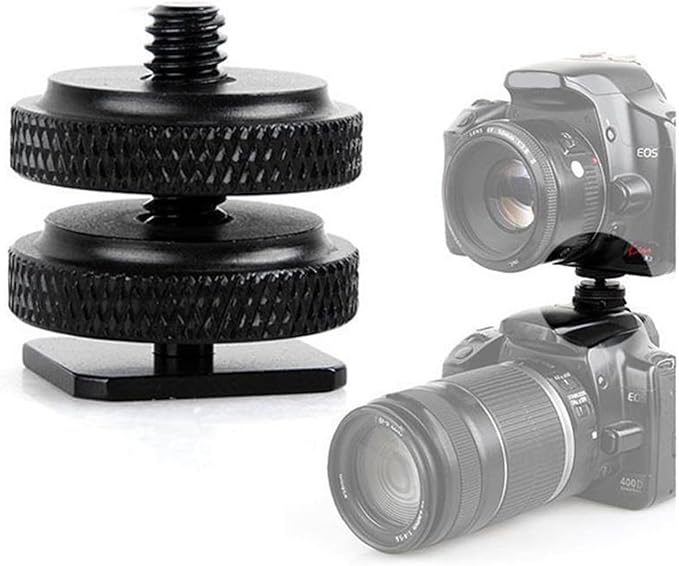 2-Pack Hot Shoe to 1/4"-20 Adapter - Converts Camera Flash Mount to Tripod Thread. Compatible with DSLR rigs, Lights & Accessories. Durable Aluminum Construction.