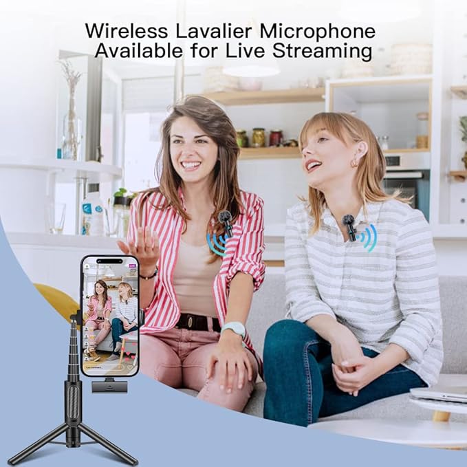 2pcs Lavalier Wireless Microphone for iPhone 15/16/Android Video Recording,Mini Microphone for Game Live Streaming,interviews,YouTube,TikTok,Vlog