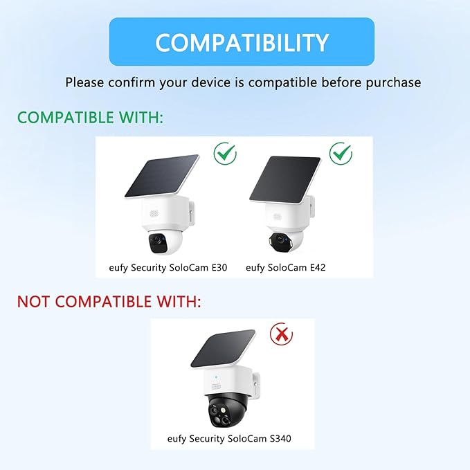 Rain Cover Compatible with Eufy SoloCam E30/E42, Weatherproof Sun Shade Outdoor Security Camera Protection Shield,Anti-Glare Sun Visor, Easy to Install(1 Pack)
