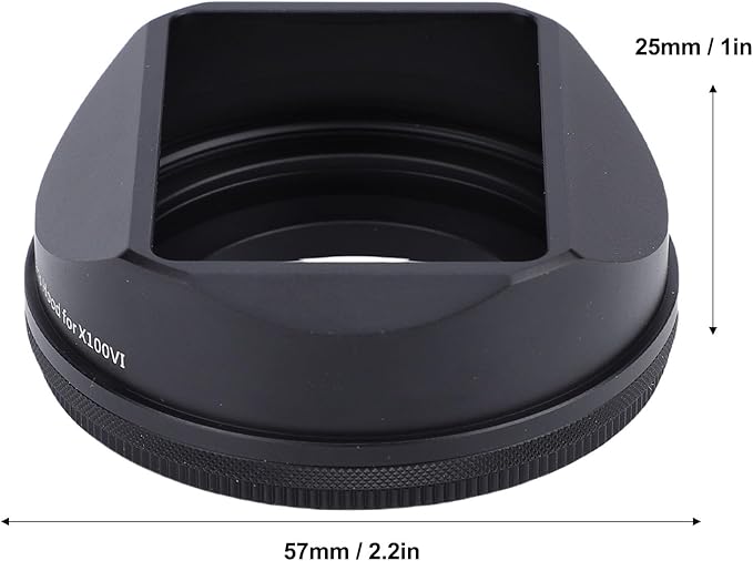 ASHATA Square Metal Lens Hood for Fuji X100VI XE5 Camera 39-49mm Magnetic Camera Lens Shade, Magnetic or Thread Quick Installation (Black)