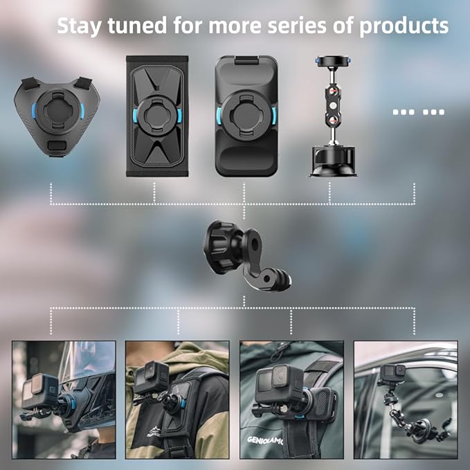 SUREWO Magnetic Motorcycle Helmet Chin Strap Mount for Go Pro, Magnetic Dirt Bike Helmet Mount Compatible with Go Pro Hero 13,12,11,10, 9, 8, 7, 6 5,DJI Osmo Action 6/5 pro/4/3 and More