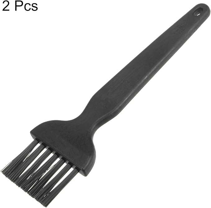 uxcell 2 Pcs Anti Static ESD Brush Plastic Handle Nylon Lab Cleaning Brushes for Electronics Keyboard PCB BGA Repair Soldering, 25x31mm Bristles
