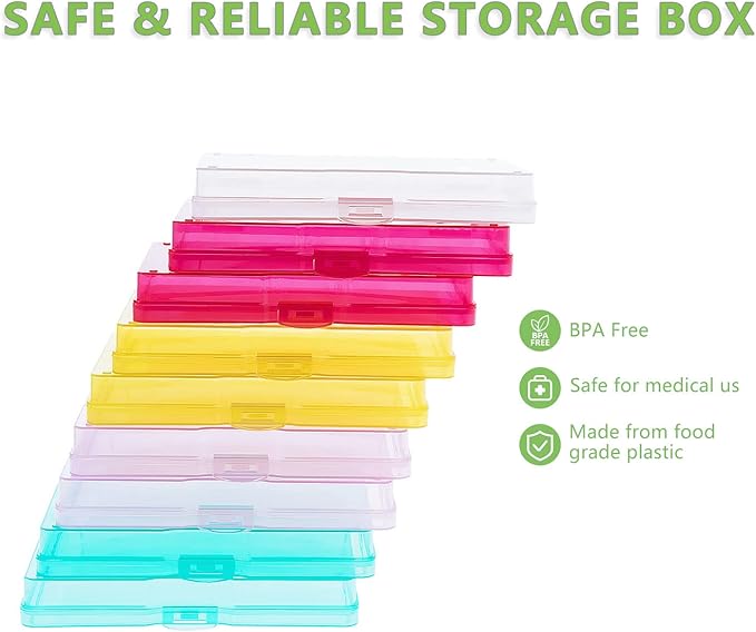 IDekooror Photo Storage Box 5" x 7", 18 Inner Extra Large Photo Organizer Container, Plastic Craft Storage Box with Handle for Pictures Stickers Stamps Seeds