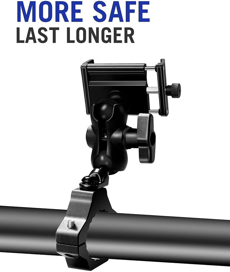 UTV Phone Holder, SXS Phone Holder Mount on 1.75"-2" Roll Cage Bar, Fits 4.7"-7.8" Smart Devices. Stable and Strong Design for UTV ATV and SXS. Free View of Portrait and Landscape