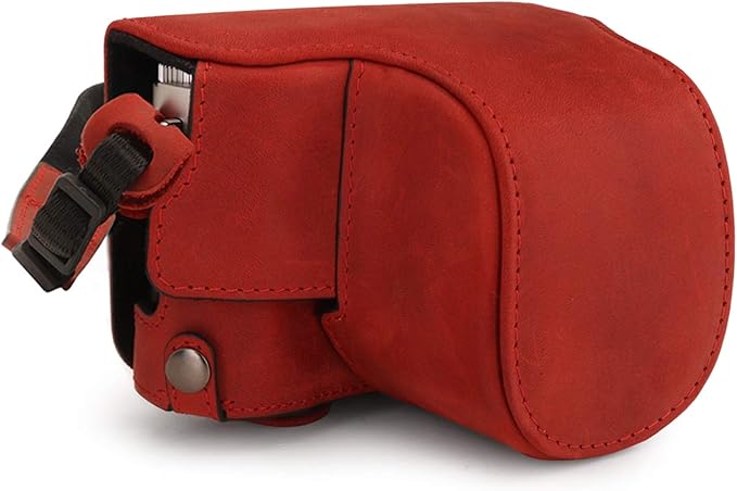 MegaGear MG1699 Ever Ready Genuine Leather Camera Case Compatible with Leica D-Lux 7 - Red