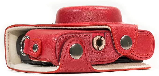 MegaGear MG1139 Ever Ready Leather Camera Case Compatible with Sony Cyber-Shot DSC-RX100 VI, DSC-RX100 V, DSC-RX100 IV, DSC-RX100 III - Red