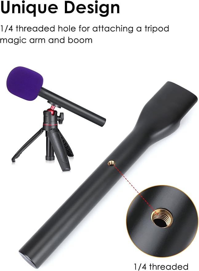 SUNMON Handheld Mic Stand for Rode Wireless Mic with Pop Filter(Purple), Holder for Rode Go 2/Wireless Pro, Interview Microphone Adapter Handheld for Wireless Go/Wireless ME