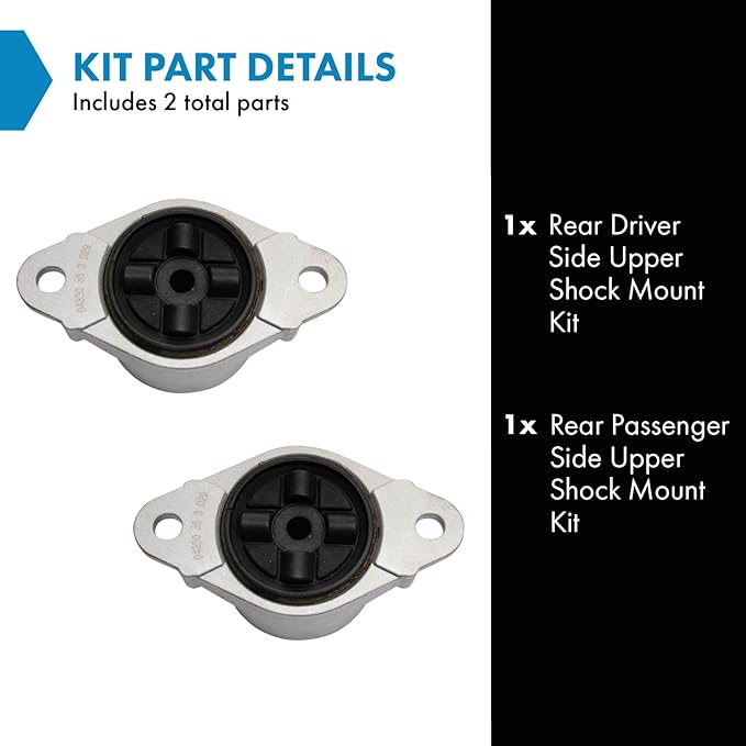 TRQ Rear Upper Shock Mount Kit Compatible with 18-22 Ford EcoSport 11-19 Fiesta 11-14 Mazda 2
