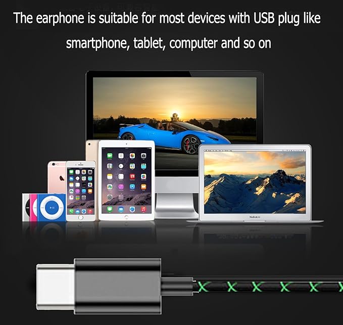 C-YOUNG USB C Headphones Over-Ear Buds Hooks Microphone for Sports Running & Volume Control, Fit Small Ears Type C Wired Earbuds, Compatible with iPad and Android Smartphones