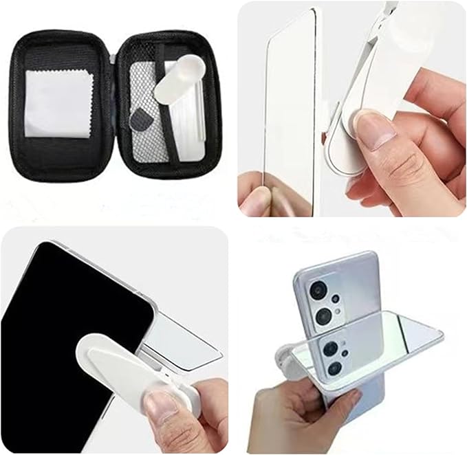 LITHYC 2 Pcs Smartphone Camera Mirror Reflection Clip Kit, Mirror Lens, Clip-on with Storage Case, Black+White