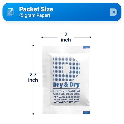 Dry & Dry 5 Gram [320 Packets] Silica Gel Packets Silica Gel Desiccants, Silica Gel Packs - Rechargeable (Food Safe) Silica Gel Packets, Silica Packets