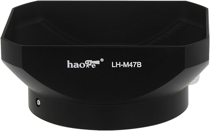 Haoge LH-M47B Metal Lens Hood Shade for Olympus M.ZUIKO Digital ED 12mm f2 Lens Replaces Olympus LH-48 Black