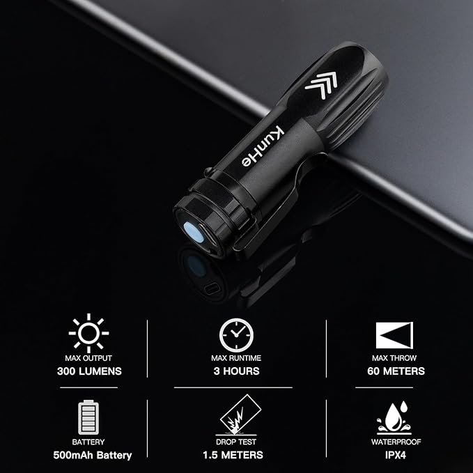 KunHe 10 Pack Small Rechargeable Flashlights Bulk USB-C Mini High Lumen Flashlight Clip-on Portable Pocket Flash Light for EDC Emergency Home Use