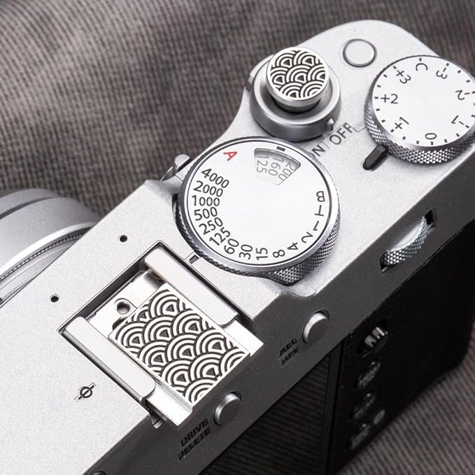 Suitable for Fuji XPRO3/xpro2/xpro1/xa7/xa5/xe3/xe4/xt30/xt4/xt5 Nikon zf/zfc Shutter Button Retro Wave hot Shoe Cover and Shutter Button (Spray Shutter Button and hot Shoe Cover)