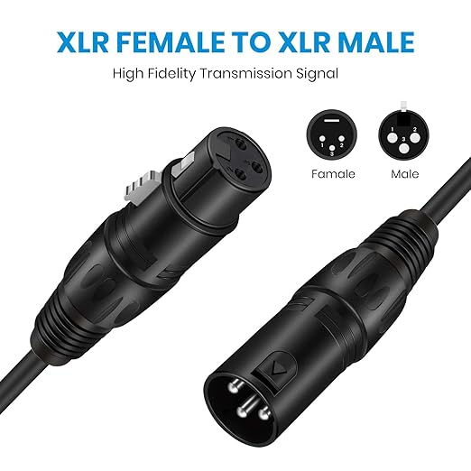 Moukey XLR Cables 50ft Microphone Cable, XLR Male to XLR Female Mic Speaker Cable, Black, 3 Pack