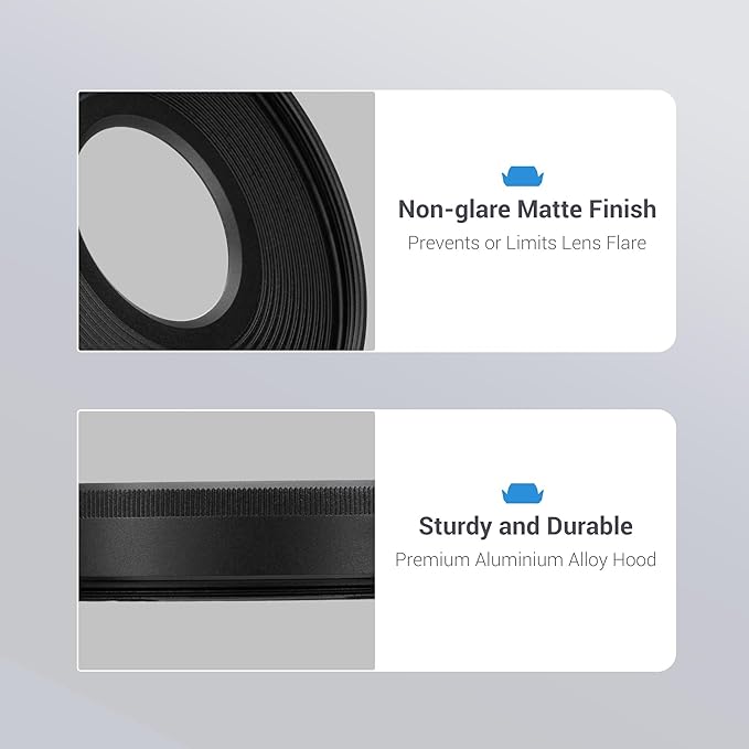 Metal Lens Hood for Canon RF 28mm f/2.8 STM Lens on Canon EOS R50 R100 Camera Replaces Canon EW-55, Compatible with 55mm Filter or Lens Cap