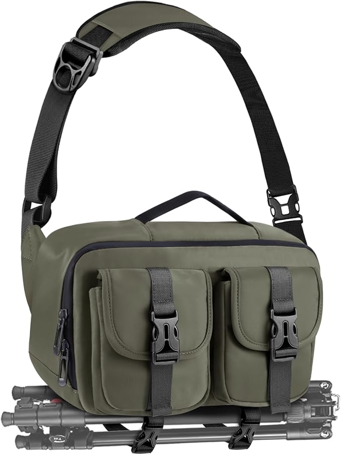 Camera Sling Bag,DSLR Camera Bag with Tripod Holder,Waterproof Camera Shoulder Crossbody Bag for Photographers(Green)