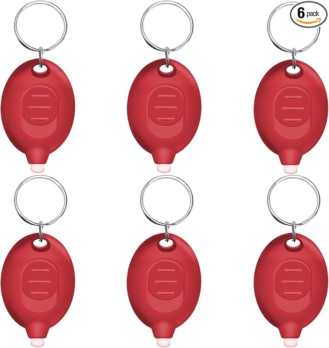 Mini LED Keychain Flashlight, Portable Pocket Flashlight with Red Shell (6PCS)